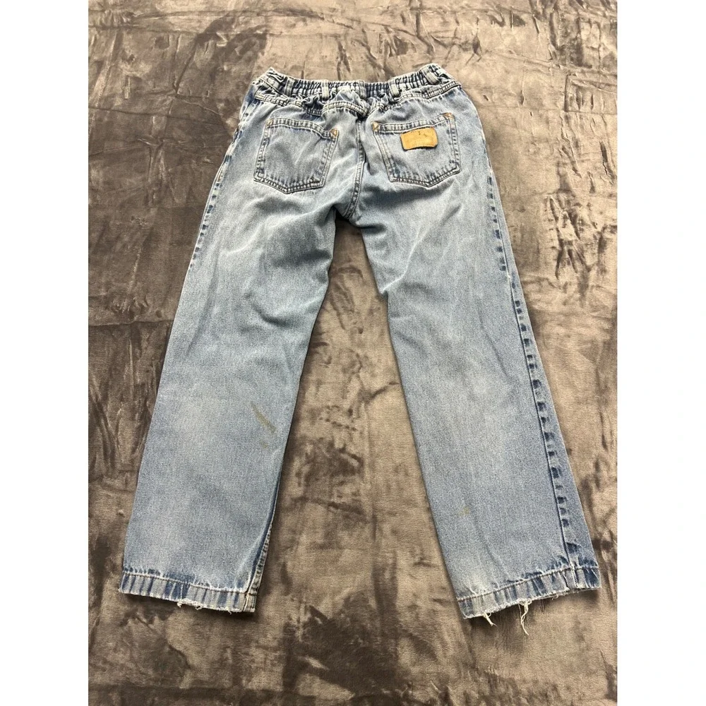 Duke Haband Relaxed Fit Jeans Mens 32 Light Wash Elastic Waist Distressed‎ 90s